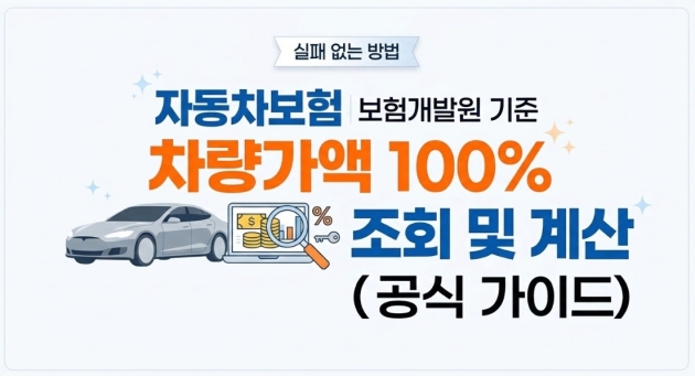 자동차보험 차량가액 보험개발원 차량가액 조회 계산하는 100% 방법