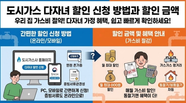 도시가스 다자녀 할인 신청
