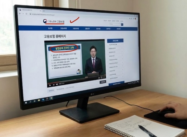 고용보험 홈페이지 실업급여 온라인 교육 수강 화면