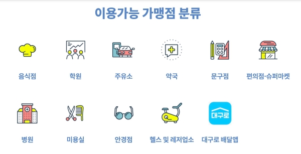 대구로페이 사용 가능 가맹점 스티커가 붙은 상점 입구