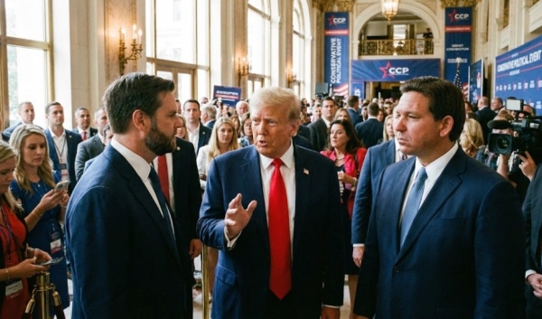 도널드 트럼프와 차기 대선 후보 J.D. 밴스, 론 디샌티스