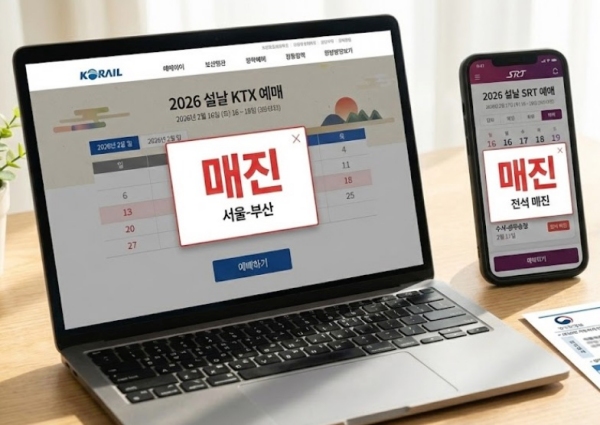 2026년 설날 KTX SRT 기차표 예매 전쟁과 매진 화면
