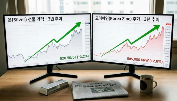 은값 상승 시 동반 상승하는 고려아연 주가 차트 예시