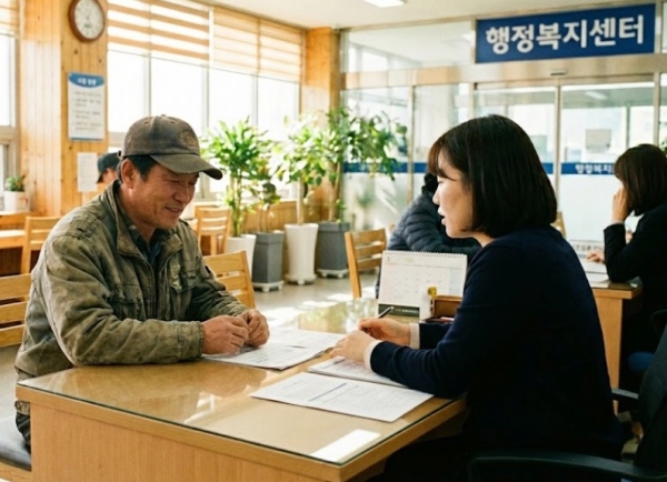 행정복지센터에서 차상위계층 상담을 받는 모습