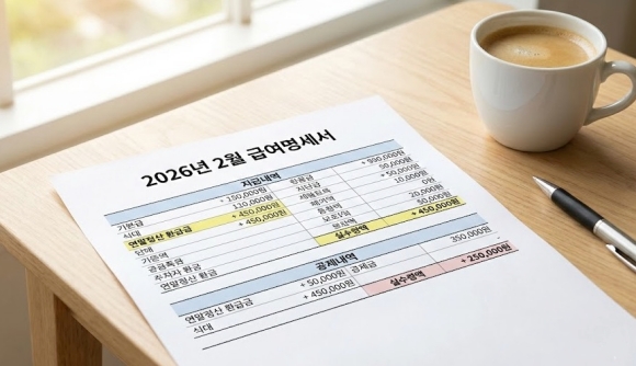 급여 명세서에 연말정산 환급 내역이 포함된 예시 이미지