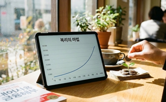 복리의 마법 그래프가 상승하는 이미지