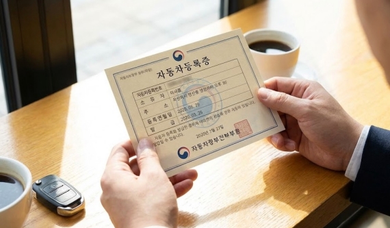 자동차 명의이전 완료 후 발급받은 자동차등록증 이미지