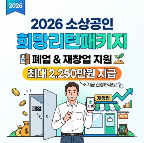 2026 소상공인 희망리턴패키지: 폐업 및 재창업 지원금 최대 2,250만원 신청