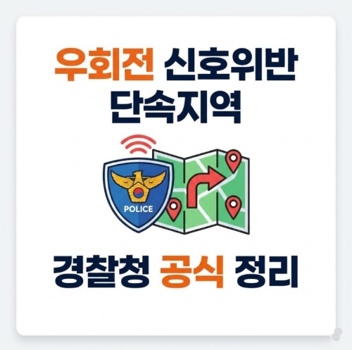 우회전 신호위반 경찰청 우회전 단속지역 정리