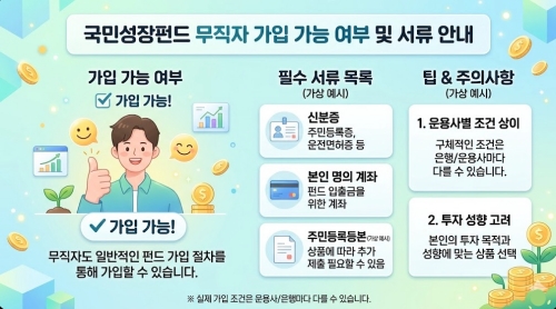 국민성장펀드 무직자 가입 가능 여부 및 서류 요약