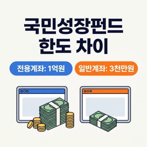 국민성장펀드 전용계좌 연 1억원 일반계좌 3천만원 차이