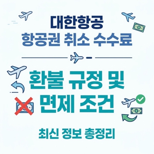 대한항공 항공권 취소수수료 환불규정 면제조건 안내