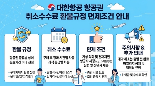 대한항공 항공권 취소수수료 환불규정 면제조건 요약