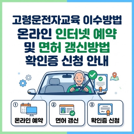 고령운전자교육 이수방법 | 온라인 인터넷 예약 및 면허 갱신방법 | 확인증 신청 안내