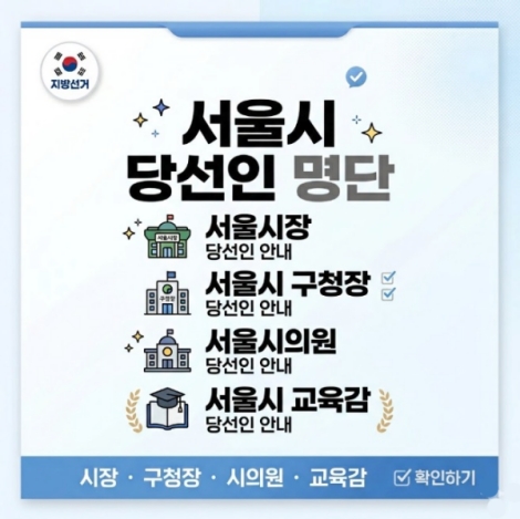 6.3 지방선거 서울시장 ・ 서울시 구청장 ・ 서울시의원 ・ 서울시 교육감 당선인 명단 안내